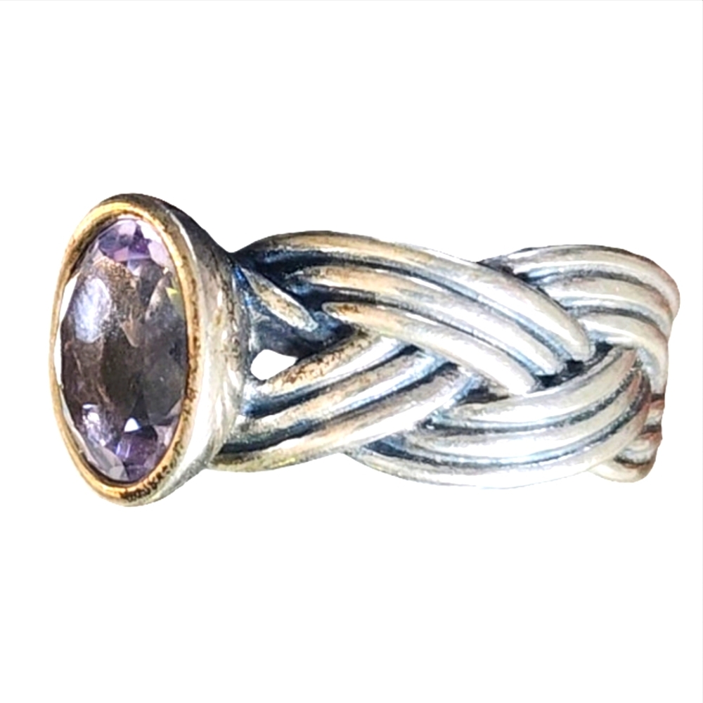 Retired Tied Together Pandora Amethyst Ring Size 7 Rare fine Jewelry ALE - Picture 6 of 9